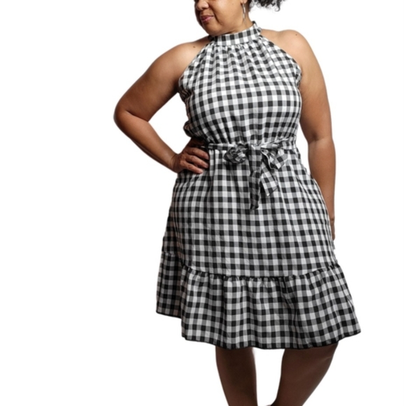 Gingham Halter Neck Dress - Picture 1 of 3